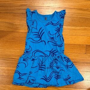 Tea Collection sz3 blue floral dress with Leaf Pattern, pockets